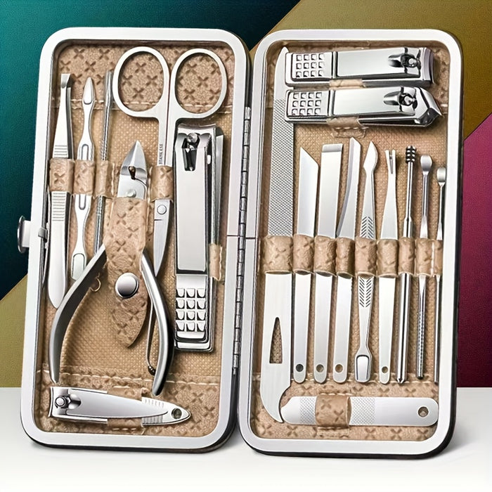 golden 19pcs set classic   manicure pedicure tool set