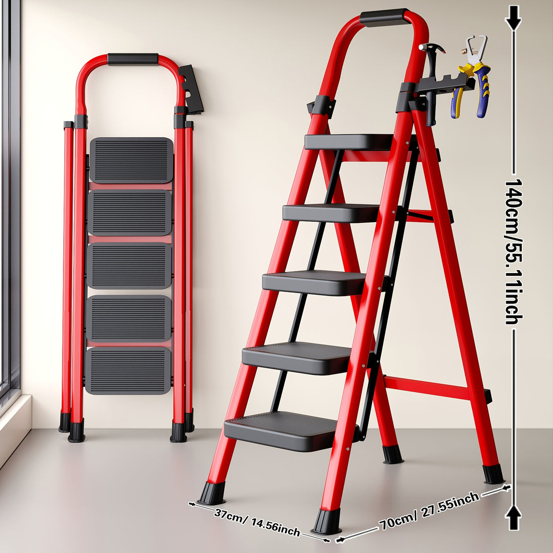 folding 5 4 3 step ladder portable multi functional ladder