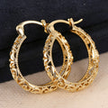 1 pair elegant sparkling hollow pattern hoop earrings women