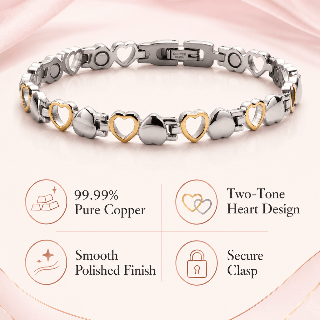 pure copper bracelet women two tone silver golden