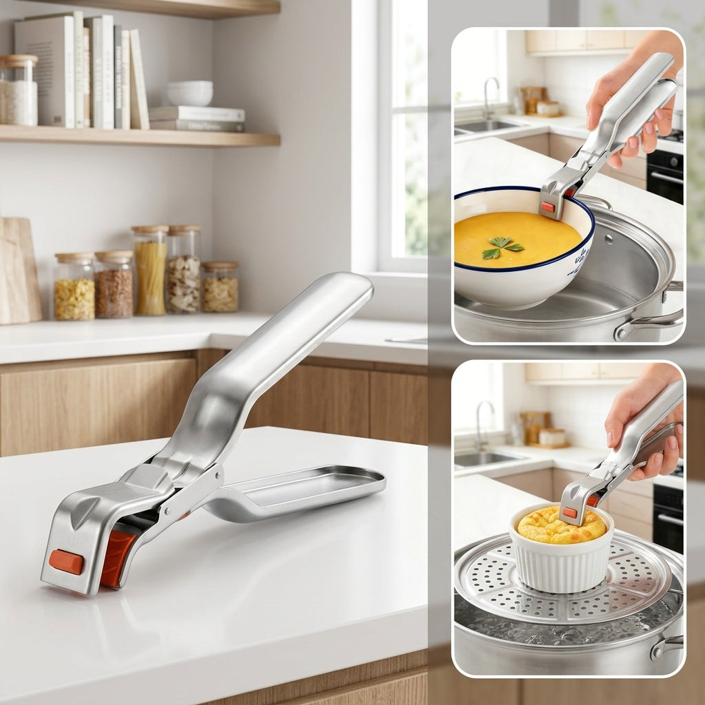 stainless steel anti scalding clip kitchen bowl lifter