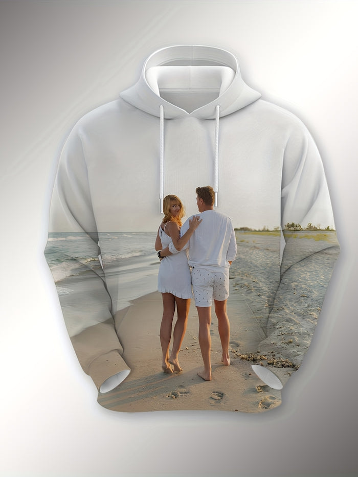 mens custom photo text hooded sweatshirt picture photo