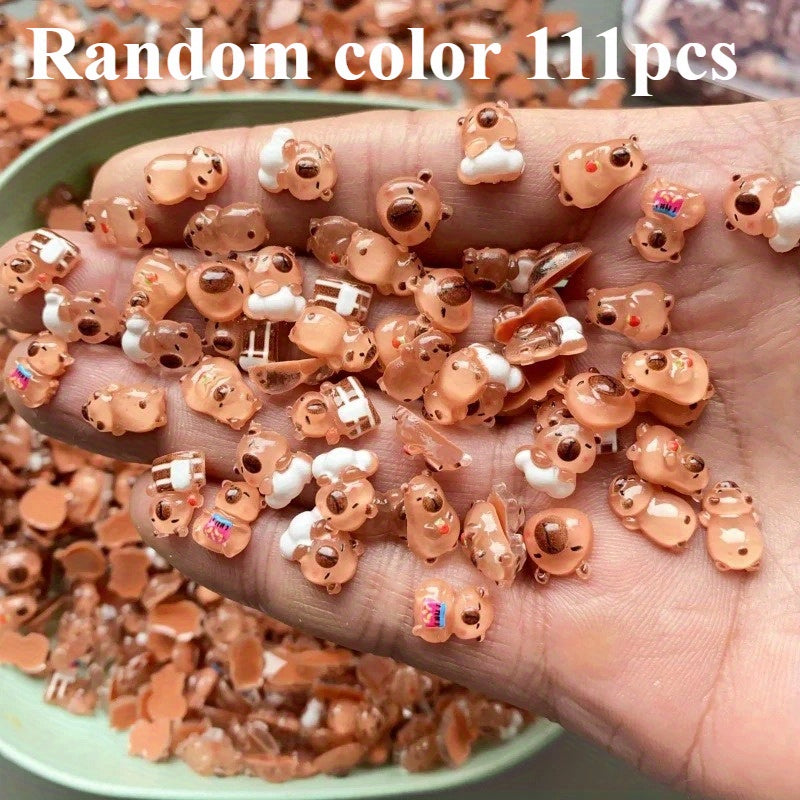 111 mini capybara figurine set nail art decorative additions