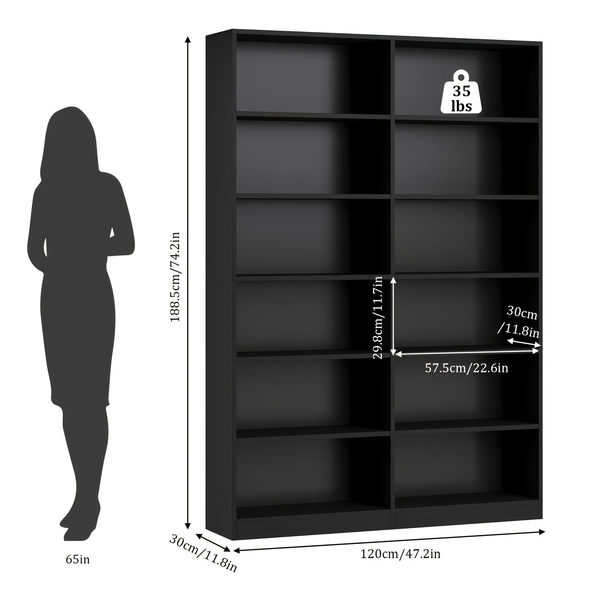 fultru 74 3 bookshelf bookcase   6 tier bookcase