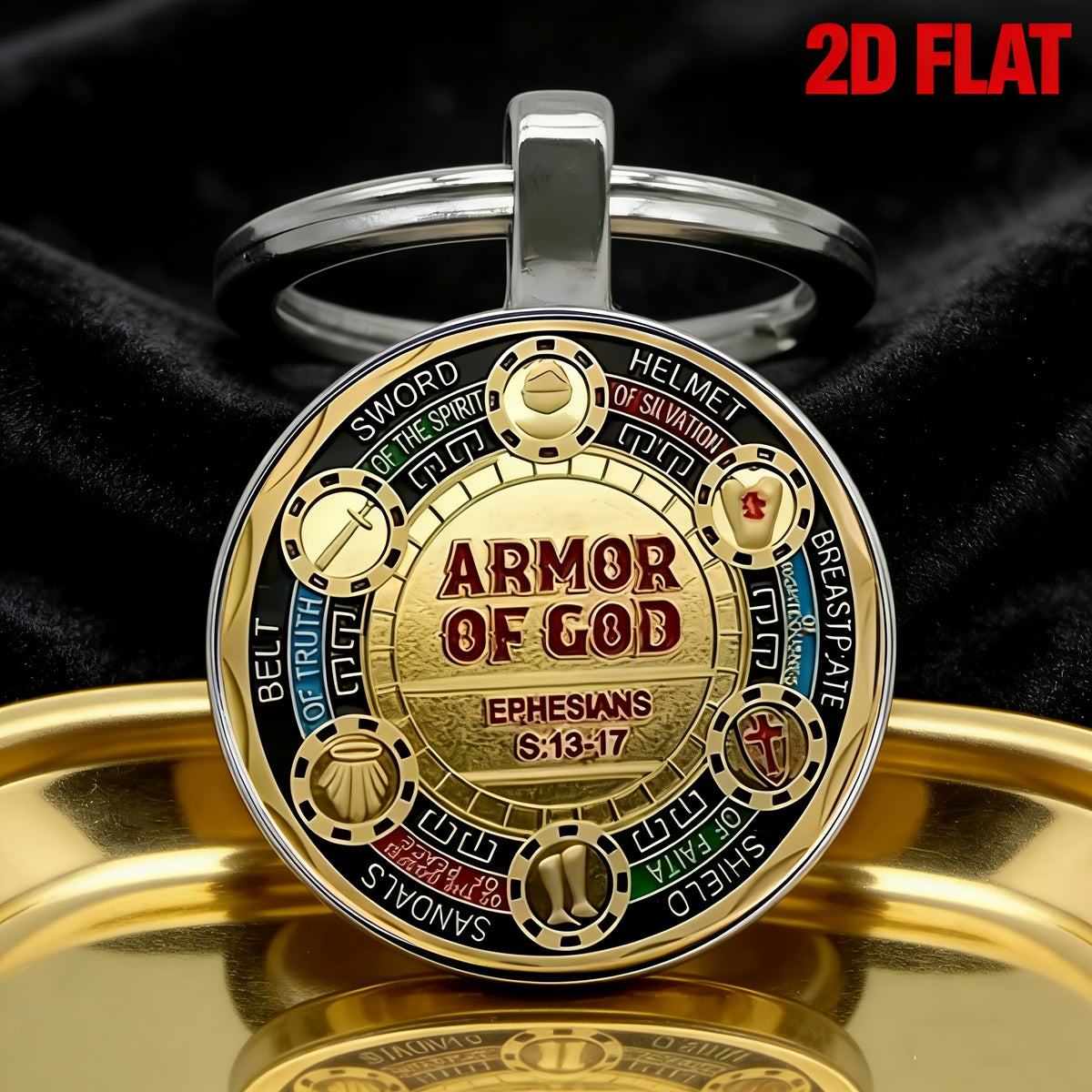 2d plane 1 faith keychain ephesians 6 11 gods   design