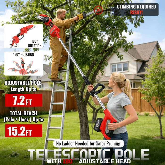 telescopic high branch saw cordless design brushless