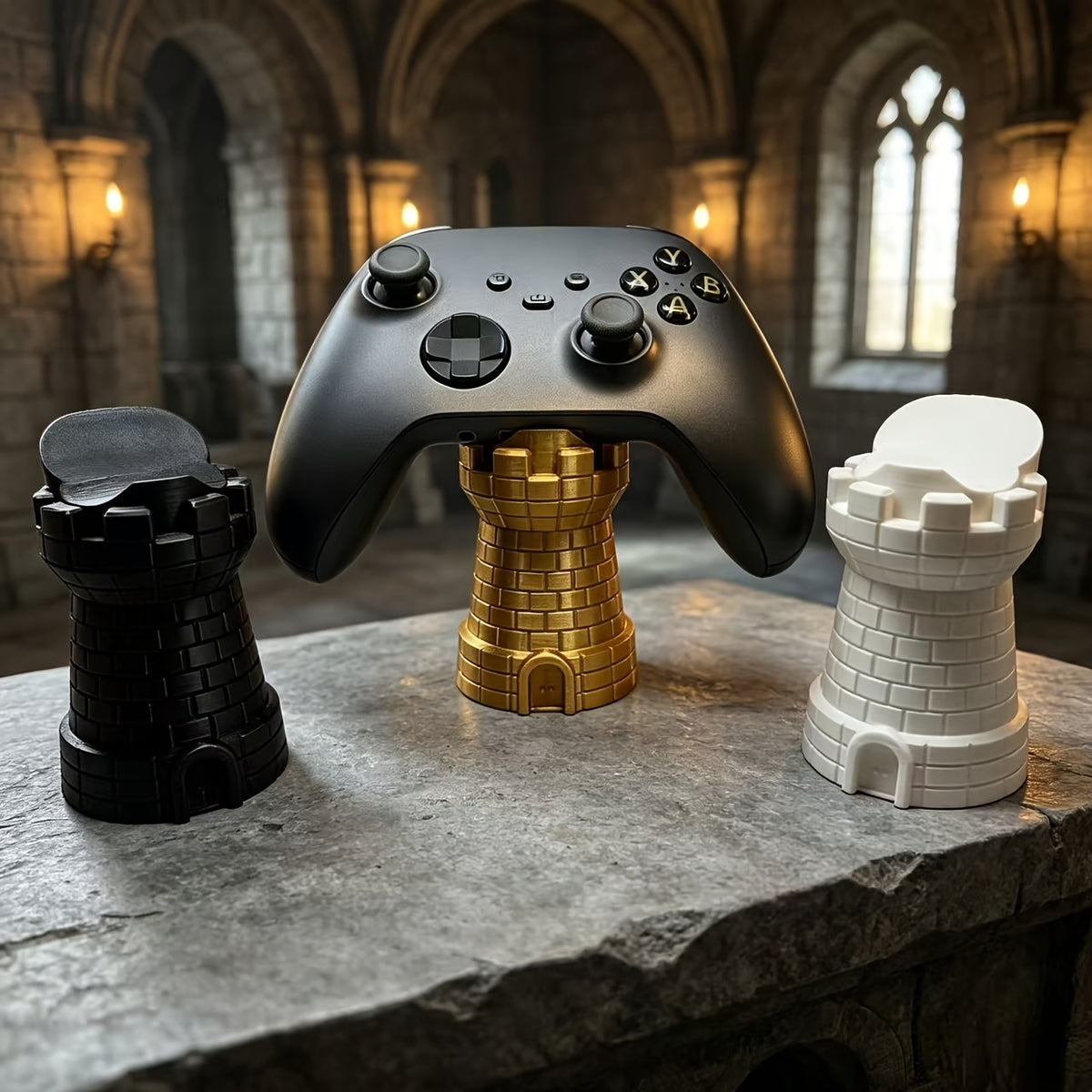 castle shaped game controller storage stand creative desktop