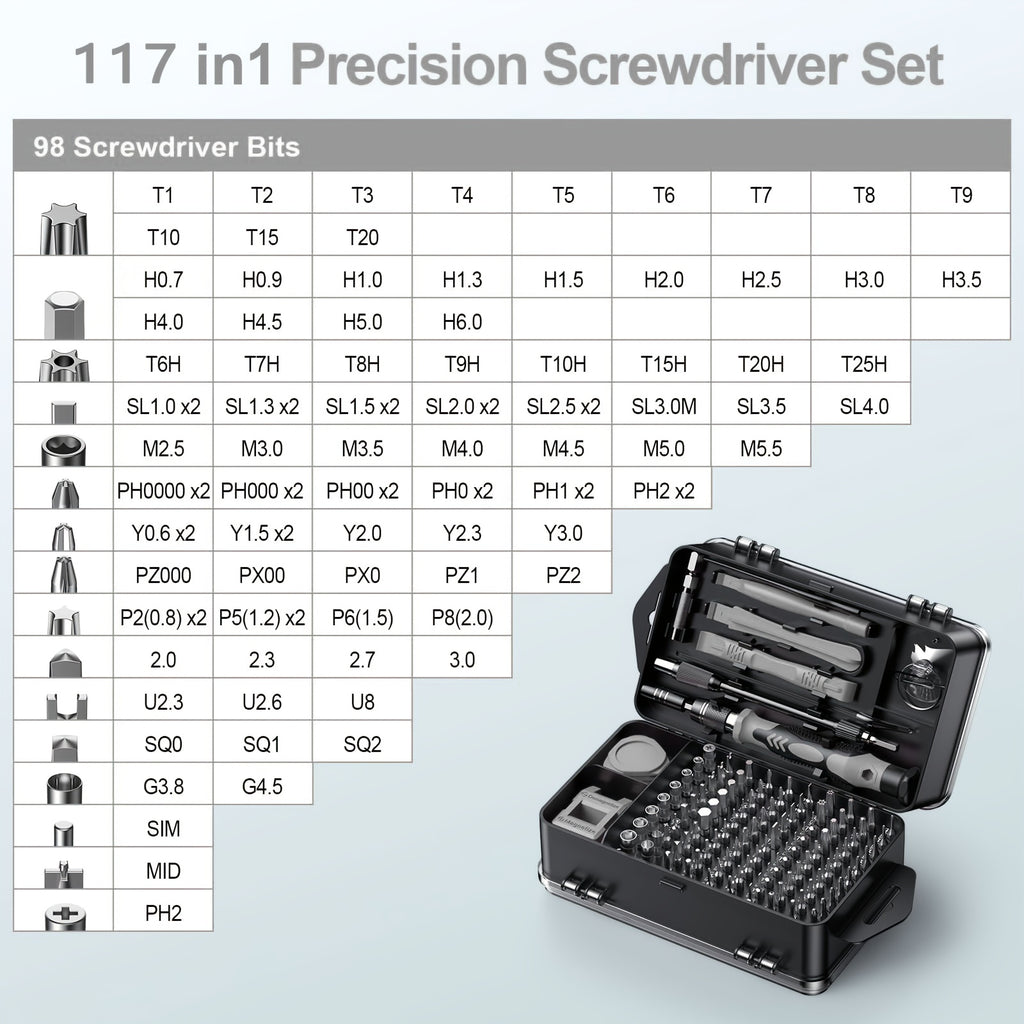 117 in 1 small precision screwdriver set magnetic repair