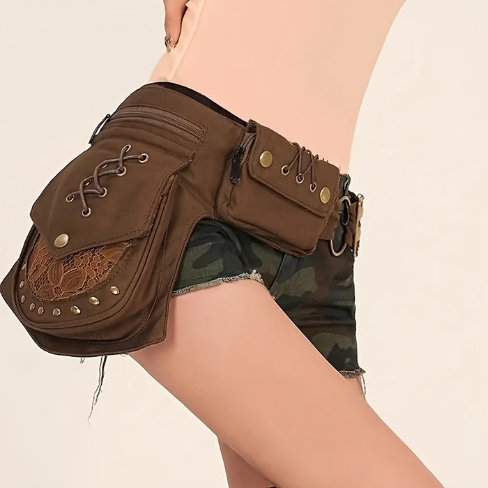 fashionable retro studded outdoor casual waist bag women