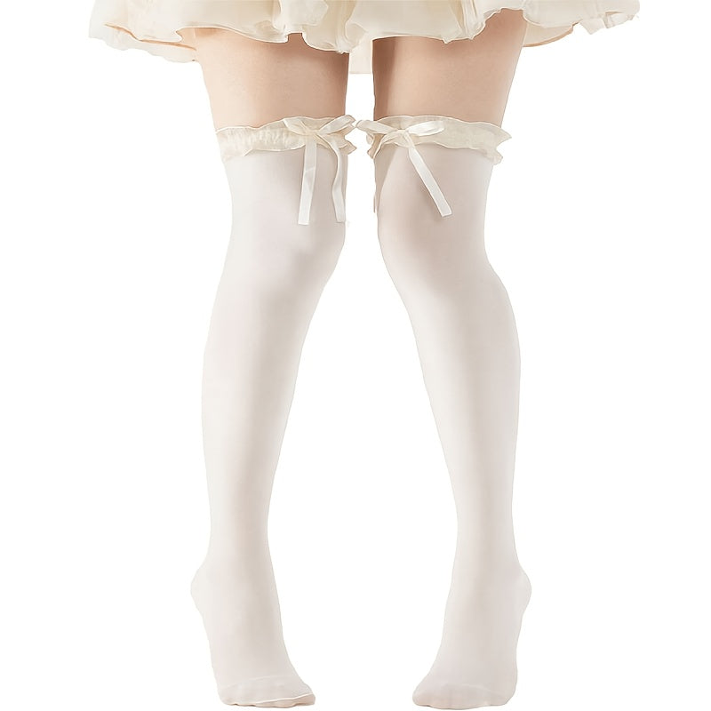 1 pair bow lace knee socks perfect   retro y2k