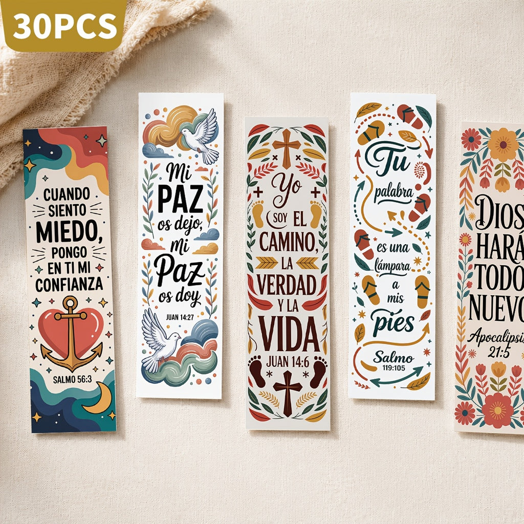 30pcs spanish christian bible verse bookmarks vintage floral