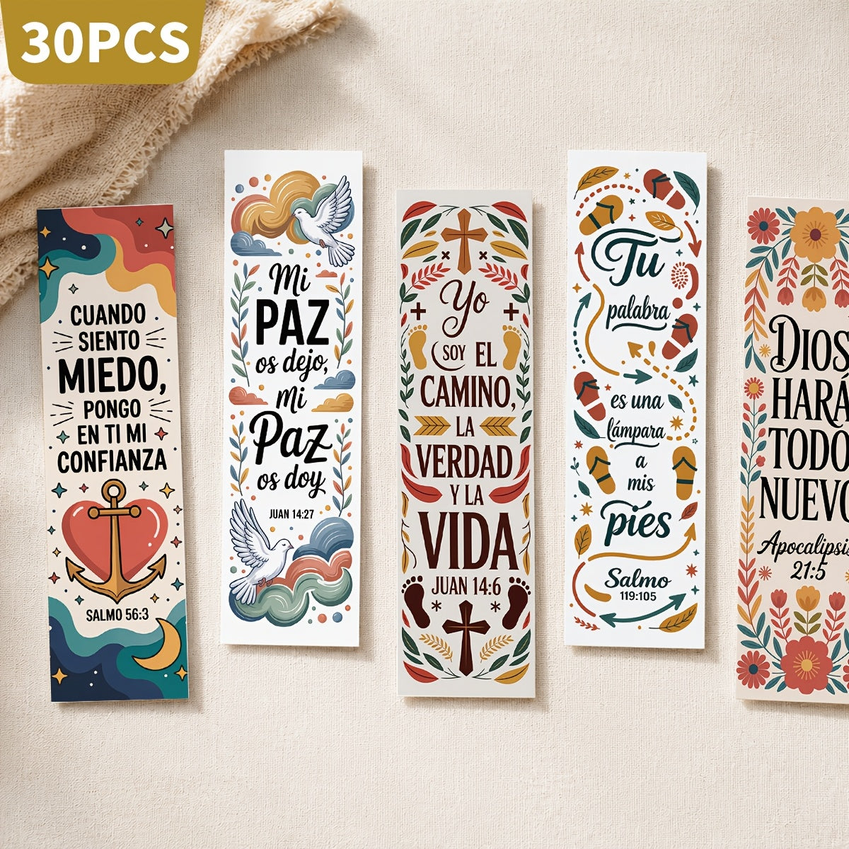 30pcs spanish christian bible verse bookmarks vintage floral