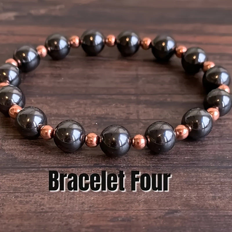 bracelet 4mm 8mm handmade natural hematite copper beads