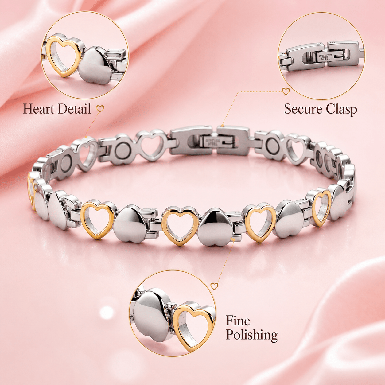 pure copper bracelet women two tone silver golden