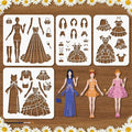 4pcs dress lady stencil reusable   dress stencil