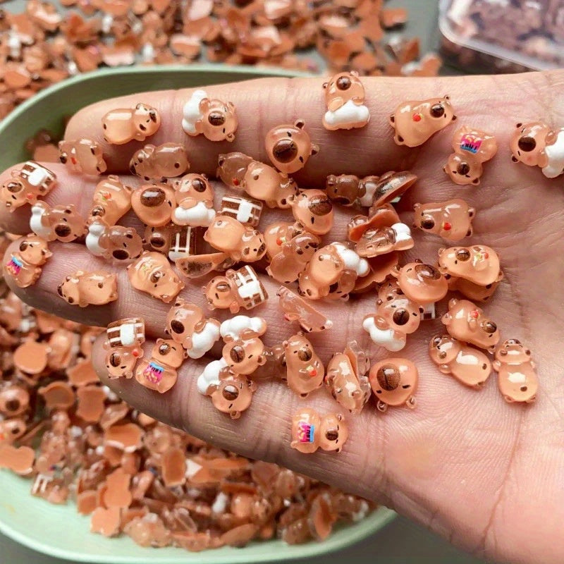 111 mini capybara figurine set nail art decorative additions