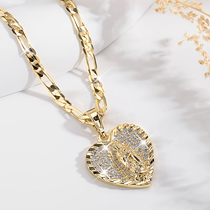 fashionable luxurious heart shaped lady guadalupe pendant