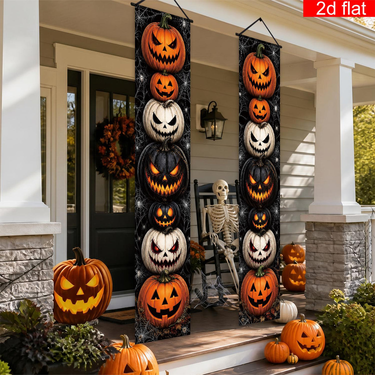 2d flat 2d flat banner 2pcs halloween front door porch logo