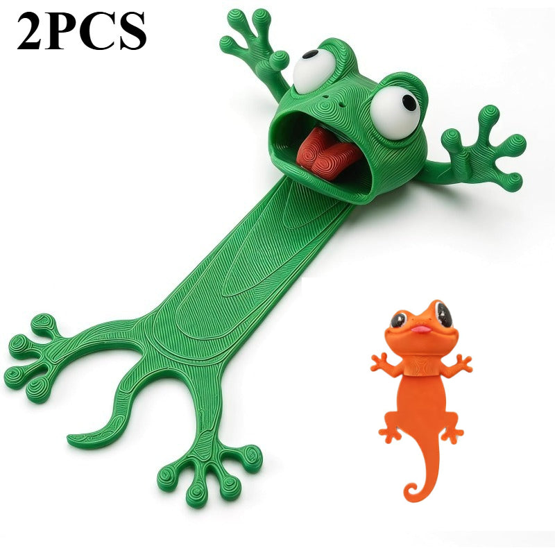 2pcs 3d cartoon frog   bookmark weird animal cute