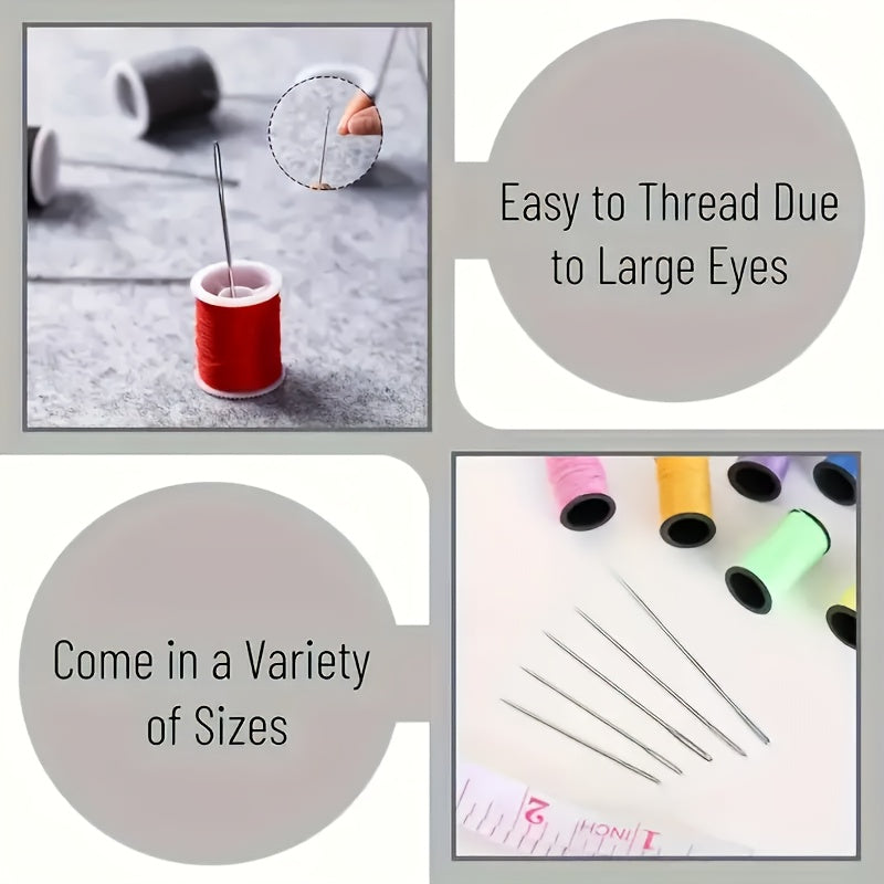 15 large random eye sewing needles hand   faux leather