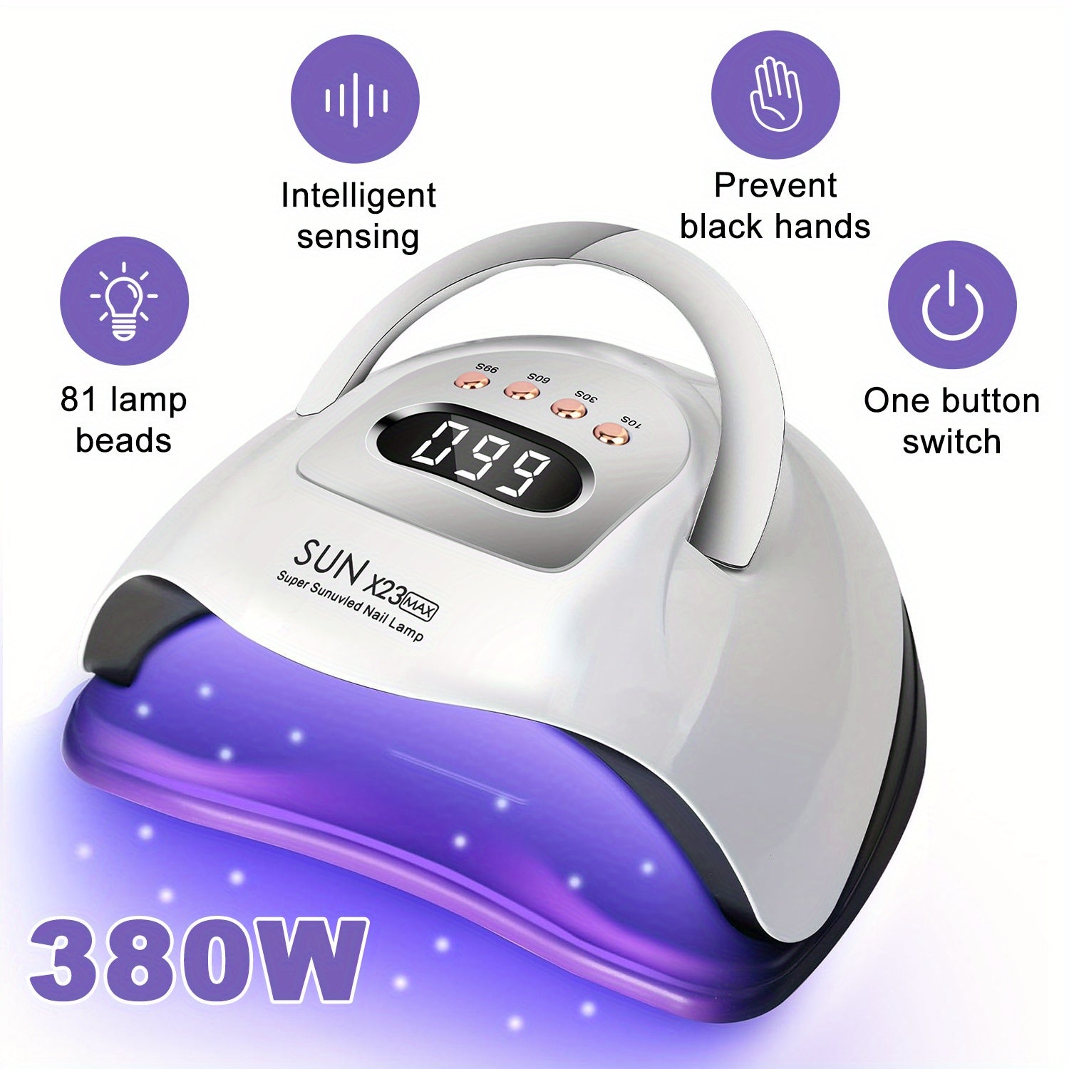 380w led nail lamp 4 timer setting portable