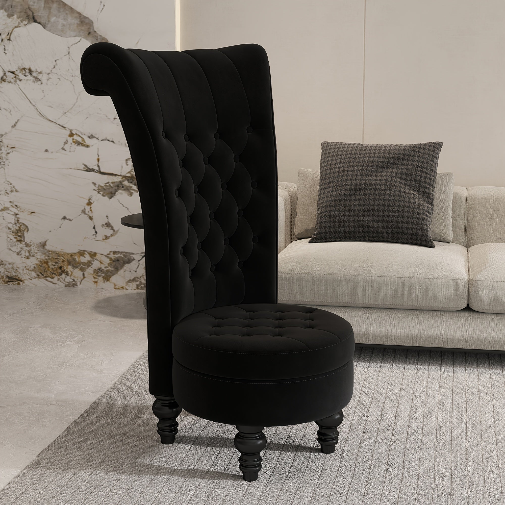 back chair velvet armless accent chair button