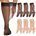 12socks 6pairs womens plus size sheer knee high socks ladys