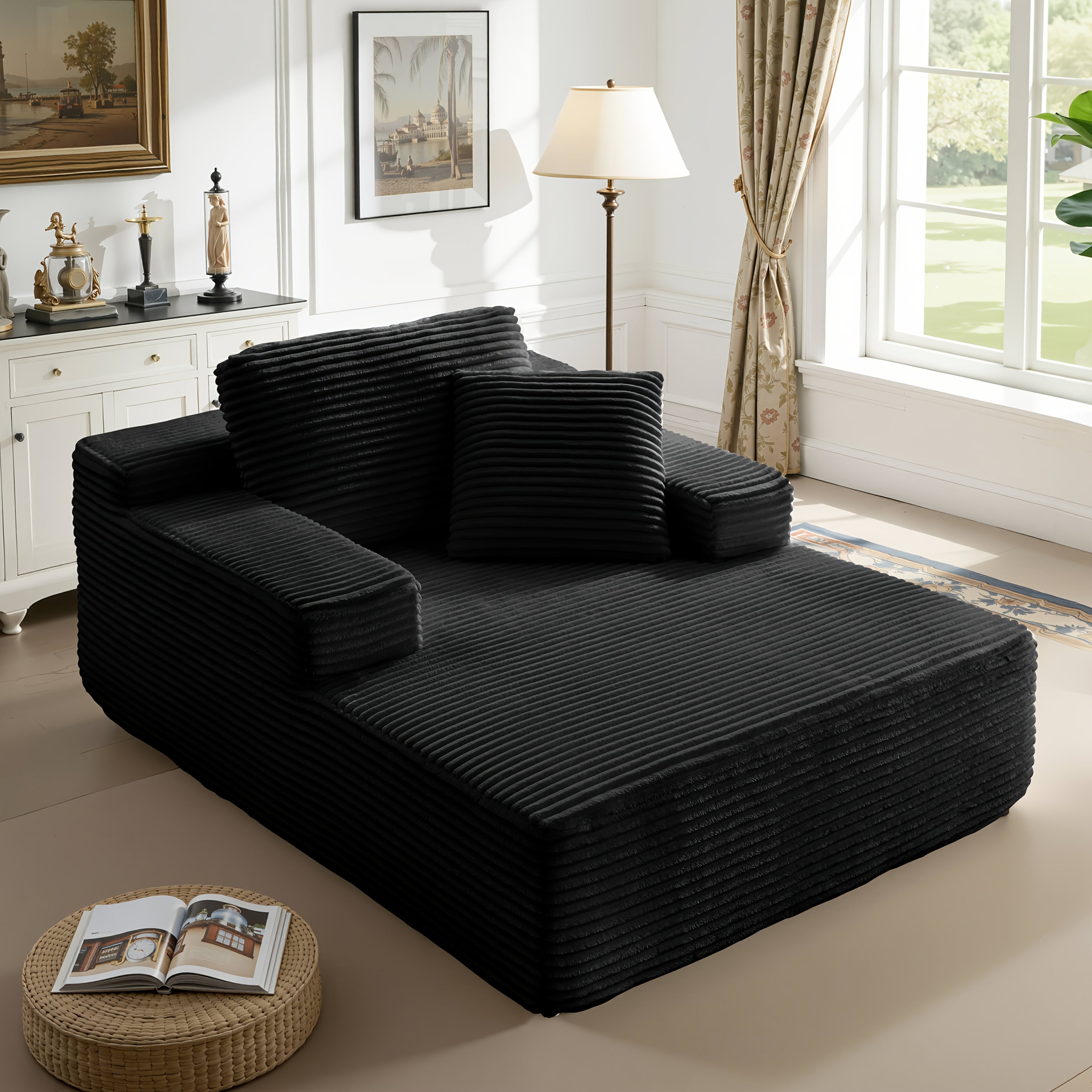 51 inch oversized boneless lounge chaise recliner corduroy