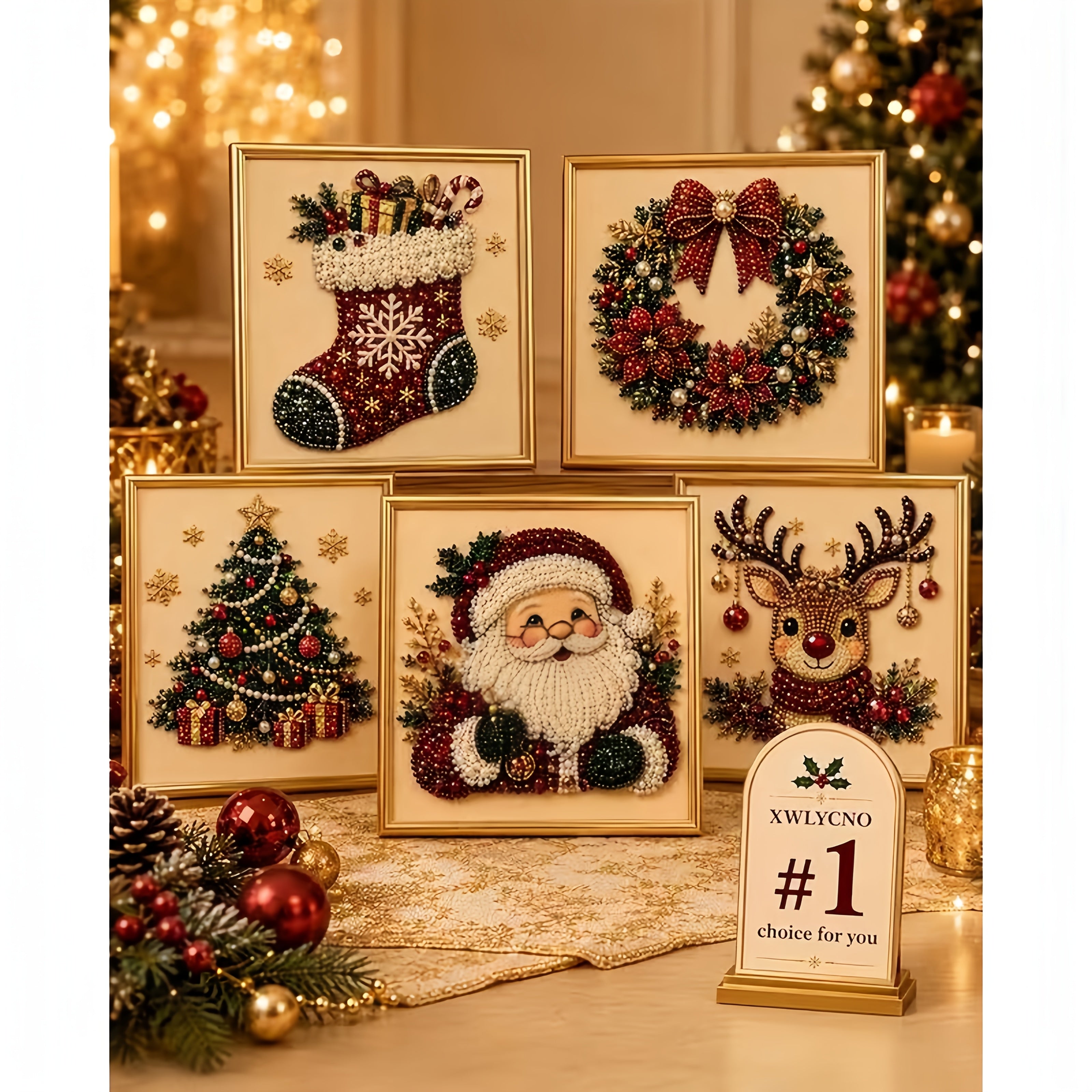 christmas colored pearl diamond painting suitable