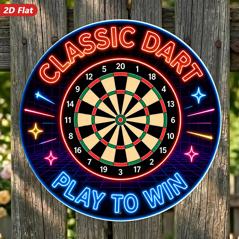 2d flat 1pc retro   game wall sign round dartboard