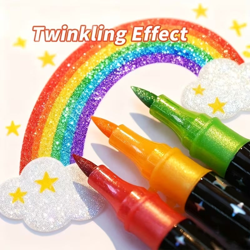 24 color dual tip glitter pens   fine tip
