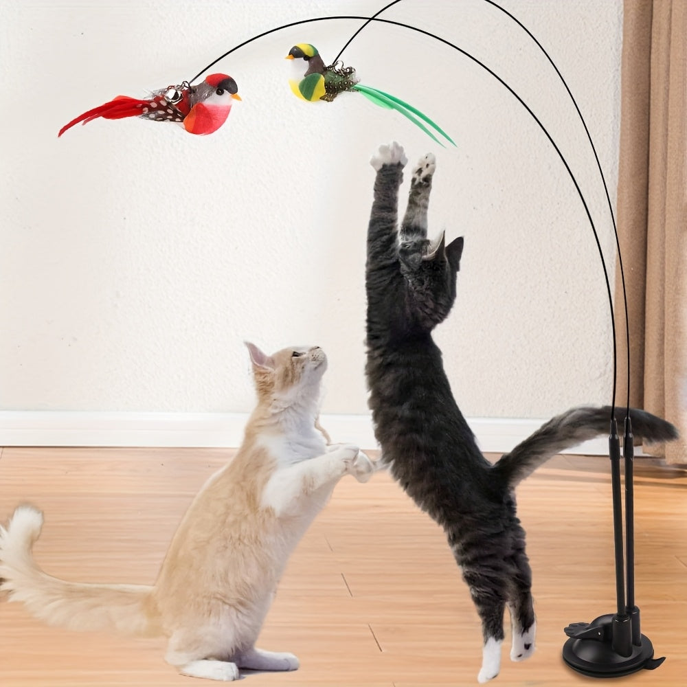 random colors 2pcs artificial birds 1 set interactive cat
