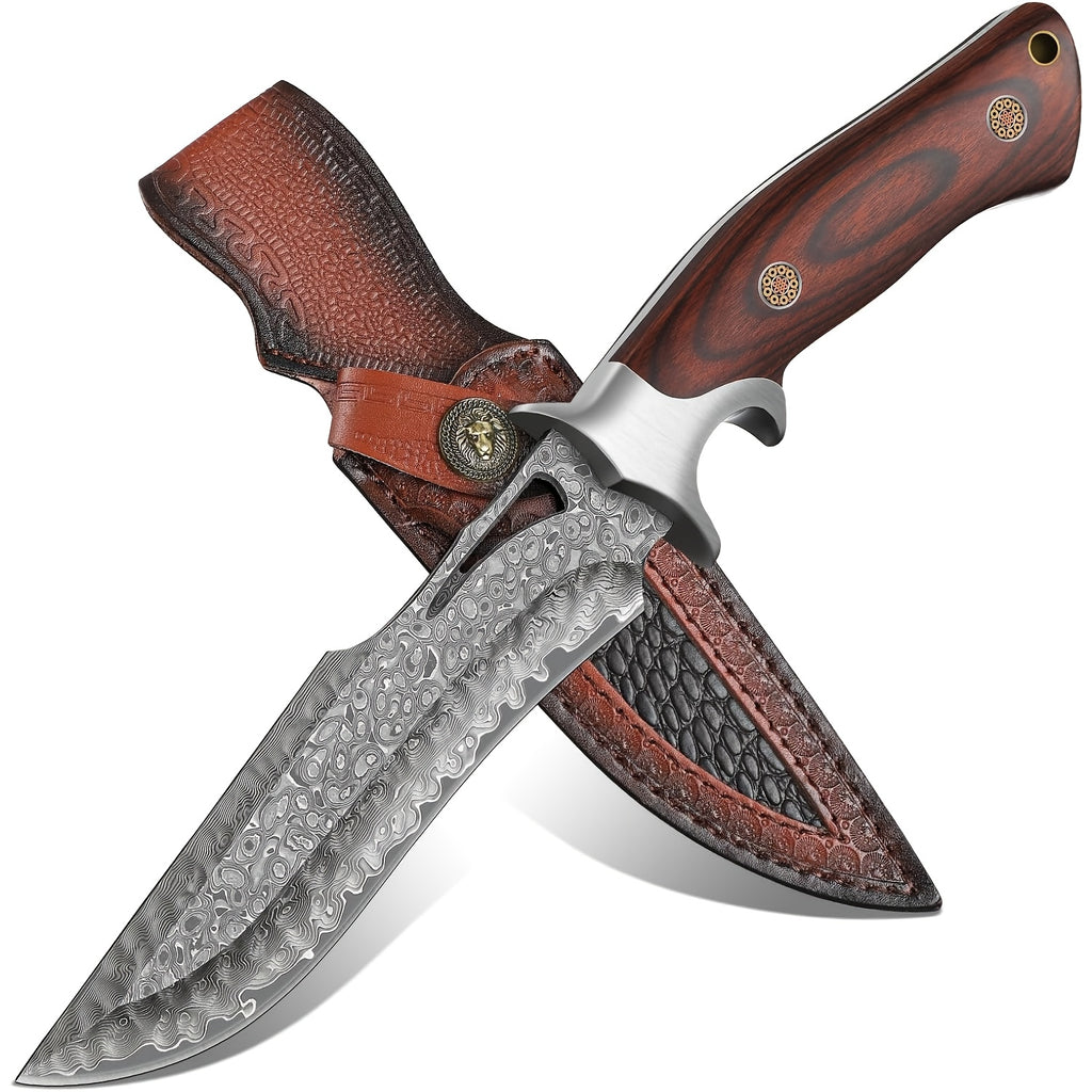 5 5 inch damascus steel fixed blade knife portable outdoor
