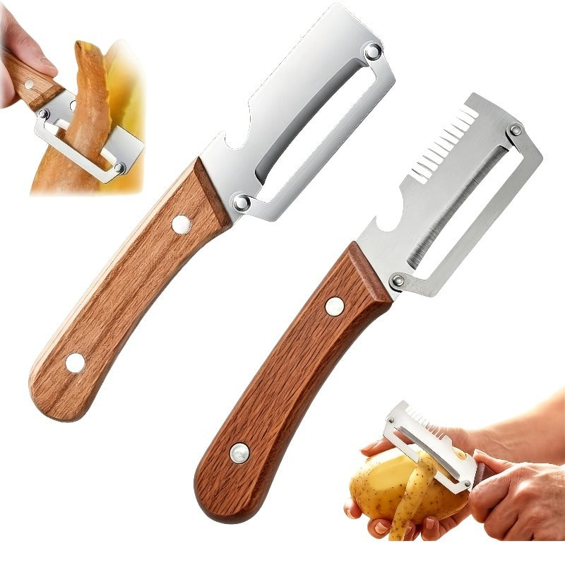 two piece heavy duty stainless steel peeler slicer set