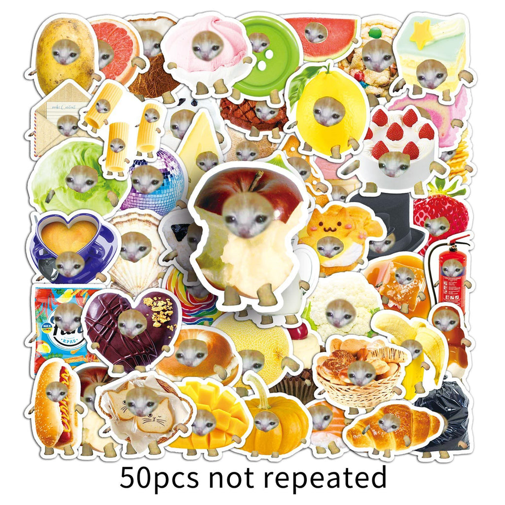50pcs kitten head meme stickers vintage cute aesthetic funny