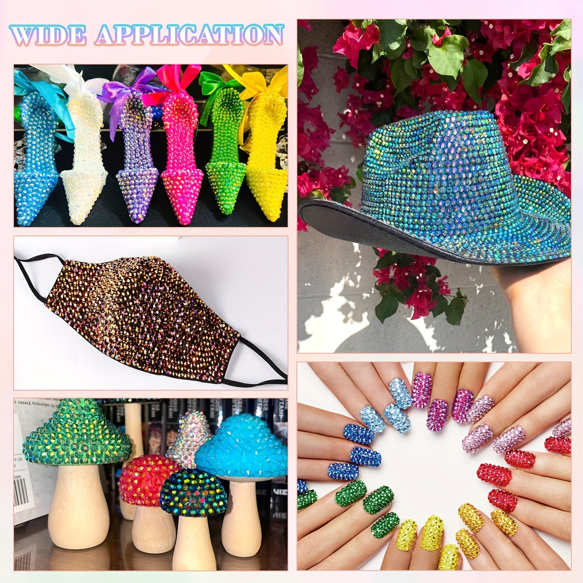 approximately 19500 3mm resin rhinestones in 24 colors