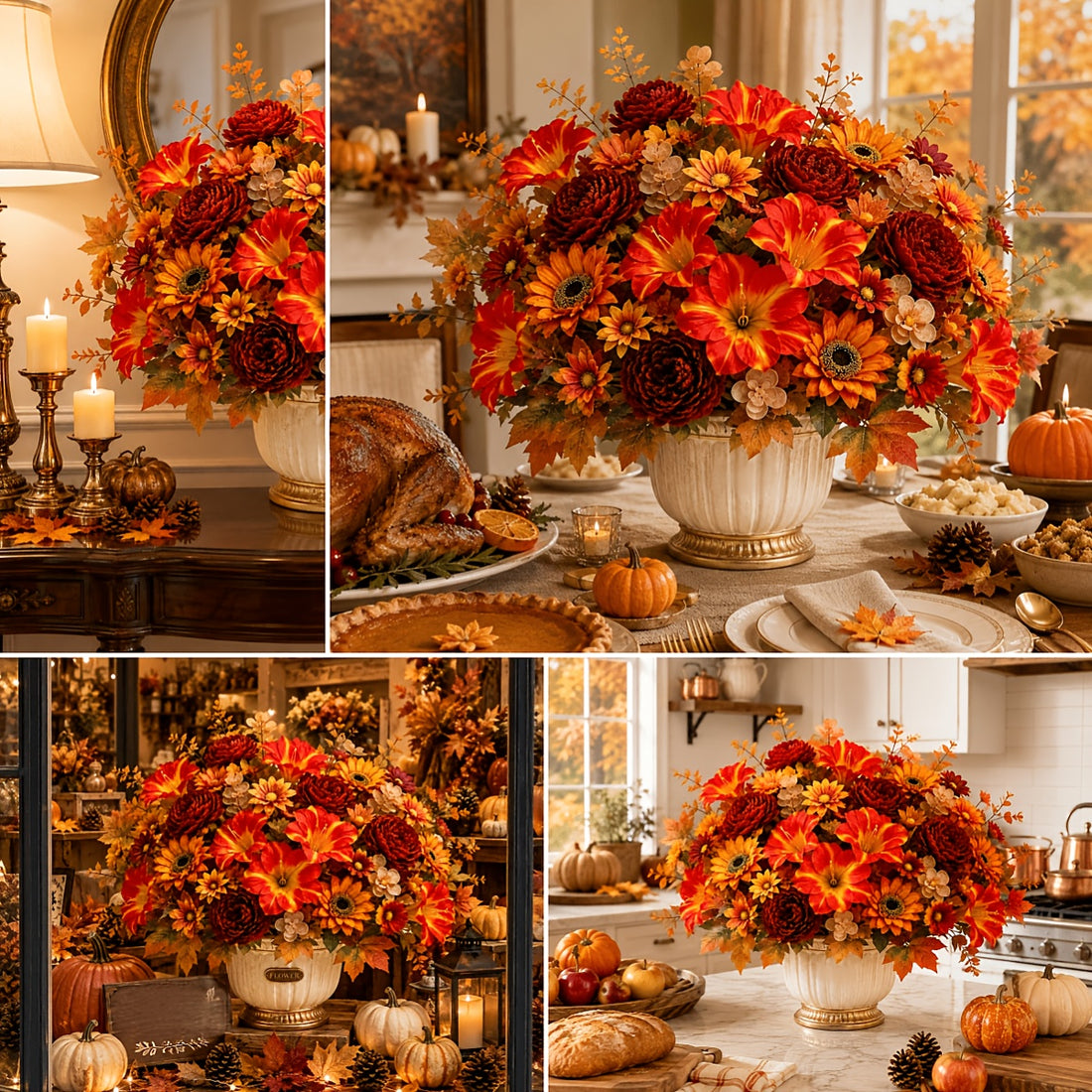 6 bunches outdoor artificial autumn flowers holiday