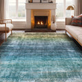 1pc washable area rug gradient teal   non slip