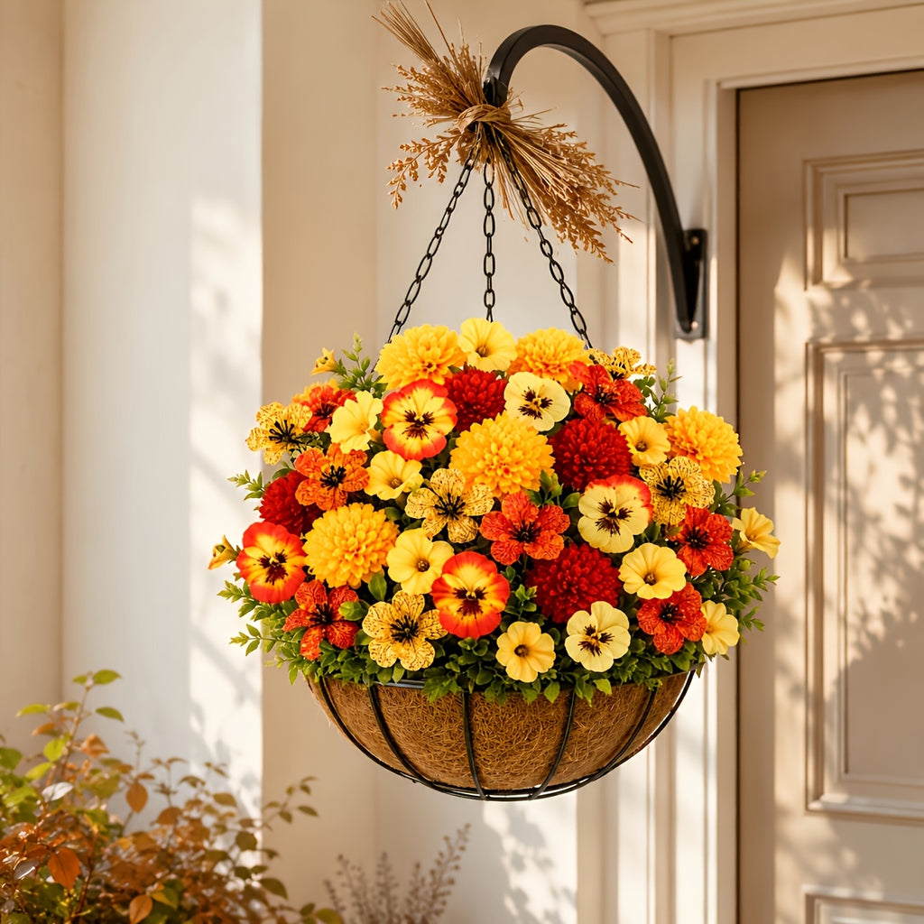26pcs autumn artificial flowers yellow red orange mixed